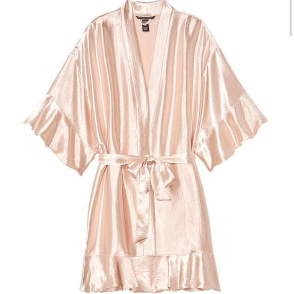 Victoria's Secret Flounce Dressing Gown Robe Kimono Lace Ruffle Textured XS/Smal - Picture 6 of 8